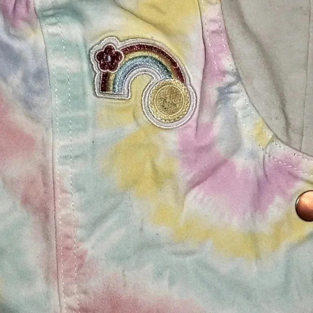 365 Kids Pastel Tie Dye Denim Shortalls size 6 Garanimals